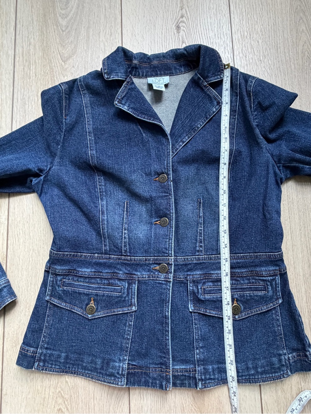 Ann Taylor LOFT Women's Blue Stretch Denim Jean Jacket Size 10 - Picture 8 of 9